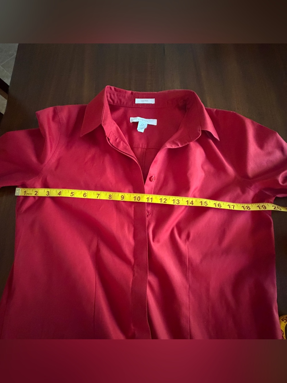 Chico's Vibrant Red Button-Down Collared Top - Picture 5 of 6